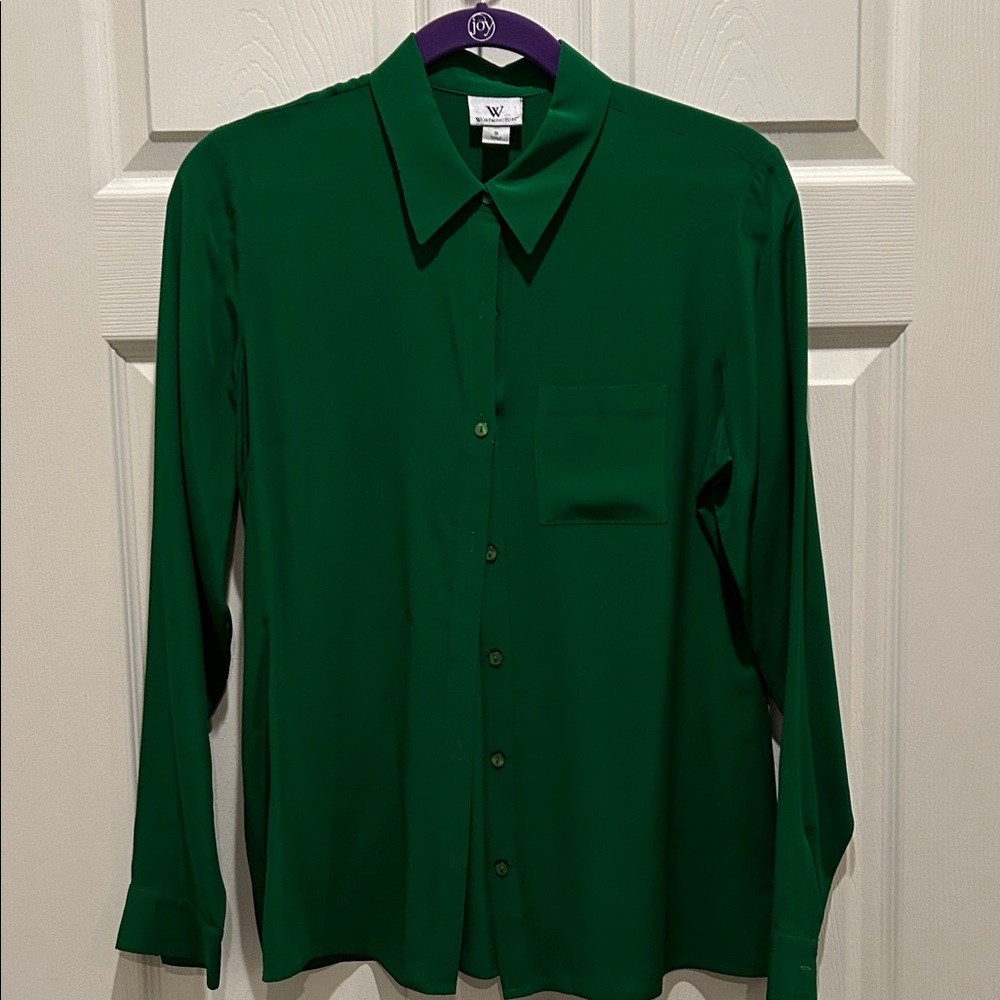 EUC Worthington Women’s Emerald Silk Blouse